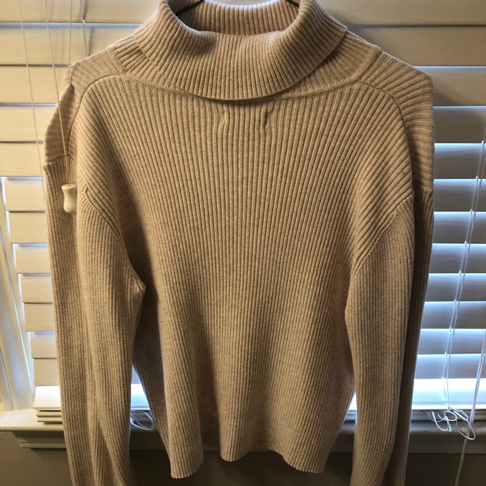 cropped long sleeve ribbed turtle neck